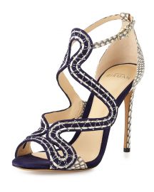 New Alice Suede/Snake Sandal by Alexandre Birman at Bergdorf Goodman