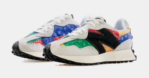 New Balance MS327SPM  x New Balance 327 Unity Patchwork Bandana Mens Lifestyle Shoe WhiteGreenRedMulti at Shoe Palace