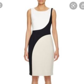 New Boss Hugo Boss Dikrysa Color Block White Black amp Tan Sheath Dress Size 8 eBay at eBay