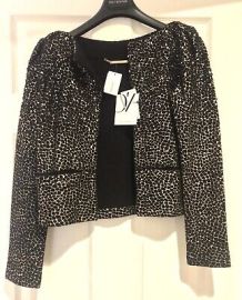 New DVF Diane Von Furstenberg Joele Metallic Gold Black Blazer Jacket P 4-6 Rare eBay at eBay