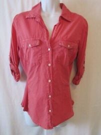 New James Perse Raspberry Contrast Panel 34 Sleeve Button Top Medium 3 eBay at eBay