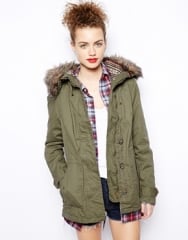 New Look Fur Hood Parka at Asos