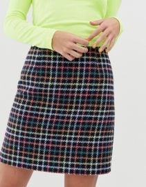 New Look Mini Skirt in Check at ASOS