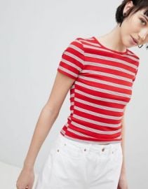 New Look Stripe Rib Tee at asos com at Asos