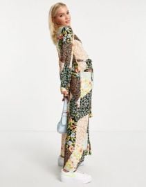 New Look midaxi shirt dress in patchwork floral pattern at ASOS