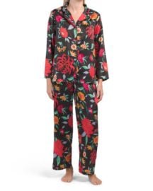 New Natori Floral Long Sleeve Satin Notch Button Down PJ Pajama Lounge Set Sz XL eBay at eBay