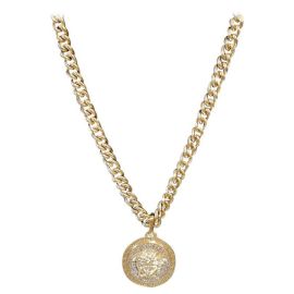 New VERSACE 24K Gold plated crystal embellished chain necklace For Sale at 1stDibs at 1st Dibs