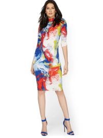 New York Co Marble Print Mock Neck Dress at New York & Company