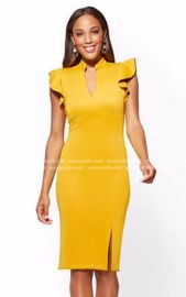 New York Company 7th Avenue Ruffled V Neck Sheath Dress at NY&C