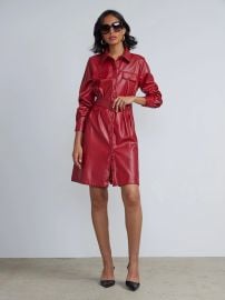 New York Company Button Front Belted Shirt Dress in Pouring Red at NY&C