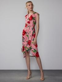 New York Company Floral Wrap Front Scuba Sheath Dress at New York & Company