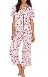 New York Lipsticks Charmeuse Cropped PJ Set at Amazon