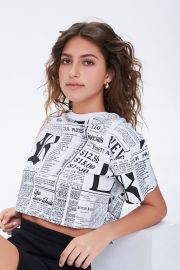 Newspaper Print Boxy Tee at Forever 21