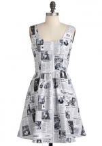 Newspaper print dress at Modcloth