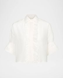 Next Ex Cotton-Silk Ruffle Shirt at Neiman Marcus