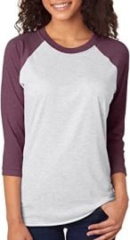 Next Level Unisex 34-Sleeve Raglan T-Shirt Vintage PurpleHTHR Wht X-Small com at Amazon