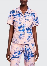 Nico Floral-Print Crepe Short-Sleeve Shirt at Bergdorf Goodman