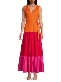 Nicola Colorblock Tiered Poplin Maxi Dress by Milly at Saks Fifth Avenue