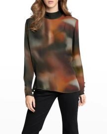 Nicole Miller Eclipse Mock-Neck Long-Sleeve Top at Neiman Marcus