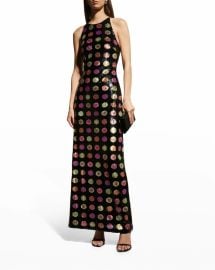 Nicole Miller Sequin Polka Dot Halter Gown at Neiman Marcus