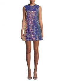 Nicole Miller Sequin Tweed Sleeveless Mini Shift Dress at Neiman Marcus