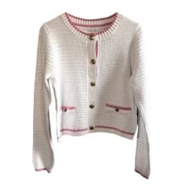 Nicole Miller Sweaters Nwt Nicole Miller Cardigan Sweater White With Pink Accents Gold Buttons Poshmark at Poshmark