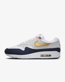 Nike Air Max 1 Sneakers in Obsidian White Light Smoke Grey Metallic Gold at Nike