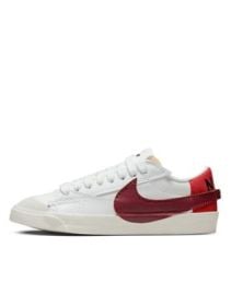 Nike Blazer Low 77 Jumbo sneakers in white and beetroot cinnabar at ASOS