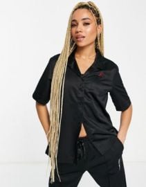 Nike Jordan Heritage camp collar shirt in black at ASOS