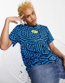 Nike SI2 all over print logo t-shirt in blue at ASOS