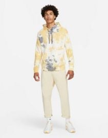 Nike Seasonal Classics acid wash fleece hoodie in creammulti at ASOS