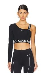 Nike Shine Crop Top In Black Reflective Silver at Revolve