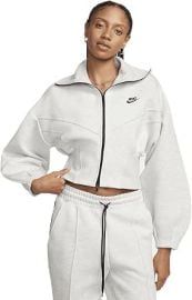 Nike Sportswear Tech Fleece Womenx27s Loose Full-Zip Track Jacket FN2523-013 Light GreyHeatherBlack at Womens Clothing store at Amazon