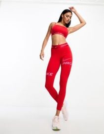 Nike Training Pro Dri-FIT leggings in red at ASOS