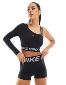 Nike Training Pro reflective cropped top in black at ASOS
