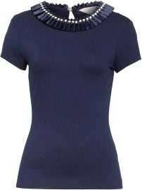 Nikita Blue Embellished Neck Fitted Tee at Amazon