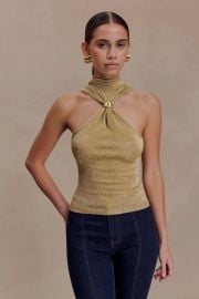 Nikki Lurex Top With Hardware - Gold MESHKI US at Meshki