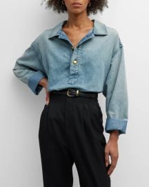 Nili Lotan Harper Denim Blouse at Neiman Marcus