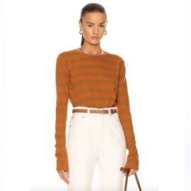 Nili Lotan Long Sleeve Tee Crewneck in Orange Striped eBay at eBay