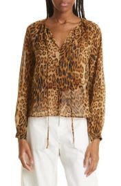 Nili Lotan Manon Leopard Print Silk Blouse at Nordstrom