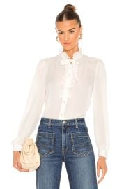 Nili Lotan Miera Ruffle Silk Blouse at Revolve