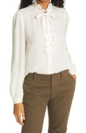 Nili Lotan Miera Ruffle Silk Blouse at Nordstrom