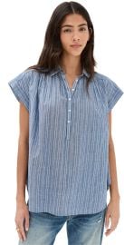 Nili Lotan Normandy Blouse Navy/Ivory Stripe M at Shopbop