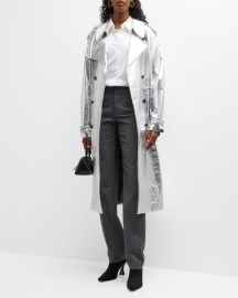 Nili Lotan Pierre Belted Metallic Leather Trench Coat at Neiman Marcus