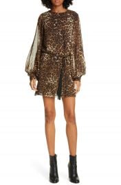 Nili Lotan Rebeca Leopard Print Silk Long Sleeve Minidress   Nordstrom at Nordstrom