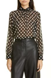 Nili Lotan Remie Polka Dot Sheer Silk Chiffon Blouse at Nordstrom