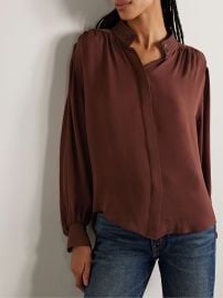 Nili Lotan Revi Gathered Silk georgette Blouse at Net a Porter
