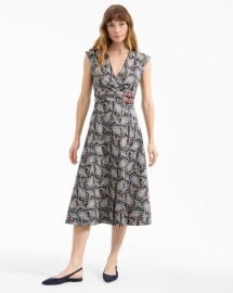Nilsen Belted Midi Dress in Black amp Blue Floral at Veronica Beard