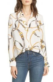 Nina Belt Print Silk Blouse at Nordstrom