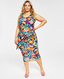 Nina Parker  Trendy Plus Size Printed Tie-Front Midi Skirt Created for Macys  Reviews - Skirts - Plus Sizes - Macys at Macys